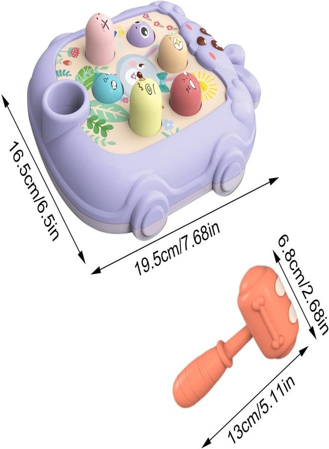 BeFunky Whack Game Mole - Interactive Fidget Toy and Game for Toddler | Cartoon Bunny Design Hammering and Pounding Toys with Hammer (Purple) - Image 4